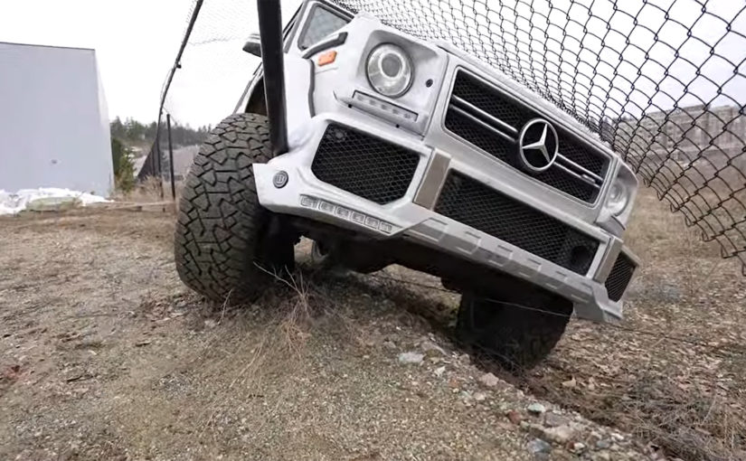YouTuber Crashes Mercedes G63 AMG Through Fence Trying To Do Donuts