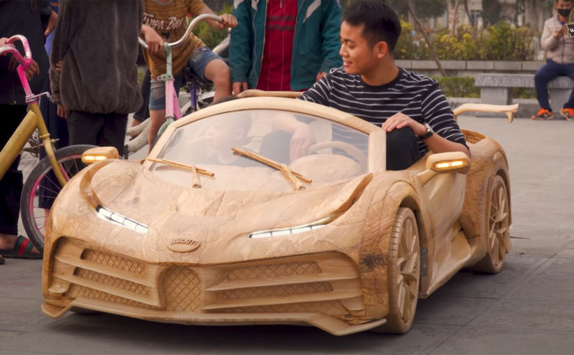 Mini Bugatti Centodieci Carved From Wood Is Pretty Close To The Real Thing