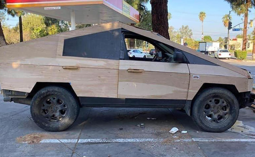 This “Plybertruck” Swaps The Tesla Pickup’s Stainless Steel Shell For Wooden Body Panels